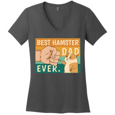 Best Hamster Dad Ever Retro Women's V-Neck T-Shirt