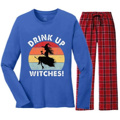 Bartender Halloween Drink Up Witches Women's Long Sleeve Flannel Pajama Set 