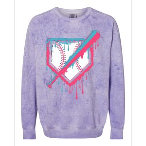 Baseball Homeplate Drip Ice Cream Sprinkles Dripping Candy Funny Gift Colorblast Crewneck Sweatshirt