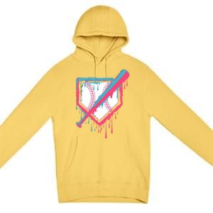 Baseball Homeplate Drip Ice Cream Sprinkles Dripping Candy Funny Gift Premium Pullover Hoodie