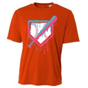 Baseball Homeplate Drip Ice Cream Sprinkles Dripping Candy Funny Gift Cooling Performance Crew T-Shirt