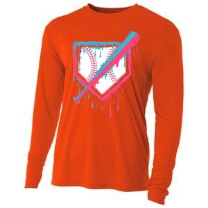 Baseball Homeplate Drip Ice Cream Sprinkles Dripping Candy Funny Gift Cooling Performance Long Sleeve Crew