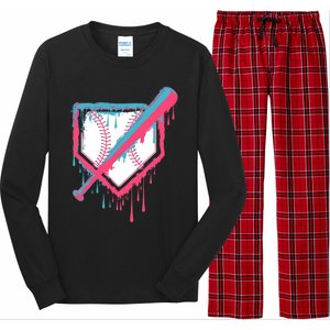 Baseball Homeplate Drip Ice Cream Sprinkles Dripping Candy Funny Gift Long Sleeve Pajama Set