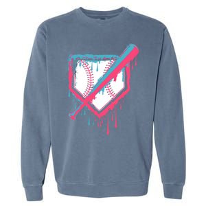 Baseball Homeplate Drip Ice Cream Sprinkles Dripping Candy Funny Gift Garment-Dyed Sweatshirt