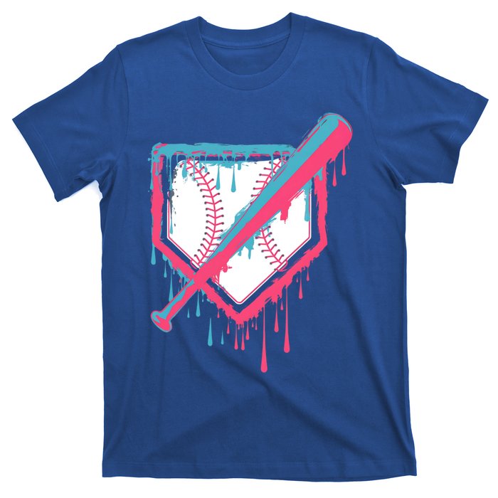 Baseball Homeplate Drip Ice Cream Sprinkles Dripping Candy Funny Gift T-Shirt