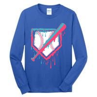 Baseball Homeplate Drip Ice Cream Sprinkles Dripping Candy Funny Gift Tall Long Sleeve T-Shirt