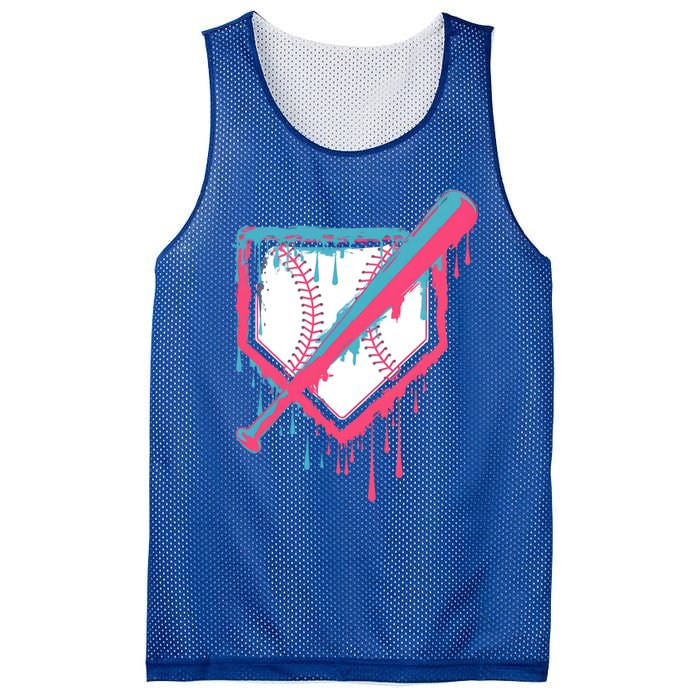 Baseball Homeplate Drip Ice Cream Sprinkles Dripping Candy Funny Gift Mesh Reversible Basketball Jersey Tank