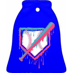 Baseball Homeplate Drip Ice Cream Sprinkles Dripping Candy Funny Gift Ceramic Bell Ornament