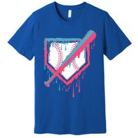 Baseball Homeplate Drip Ice Cream Sprinkles Dripping Candy Funny Gift Premium T-Shirt