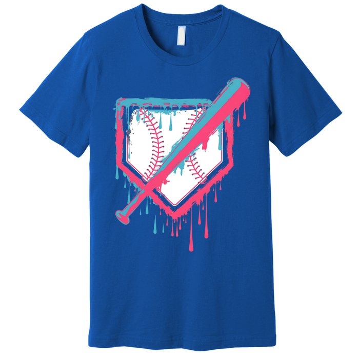 Baseball Homeplate Drip Ice Cream Sprinkles Dripping Candy Funny Gift Premium T-Shirt