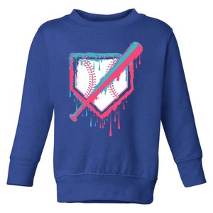 Baseball Homeplate Drip Ice Cream Sprinkles Dripping Candy Funny Gift Toddler Sweatshirt