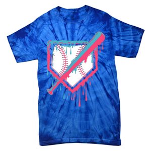 Baseball Homeplate Drip Ice Cream Sprinkles Dripping Candy Funny Gift Tie-Dye T-Shirt