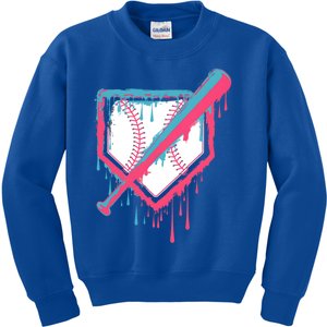 Baseball Homeplate Drip Ice Cream Sprinkles Dripping Candy Funny Gift Kids Sweatshirt