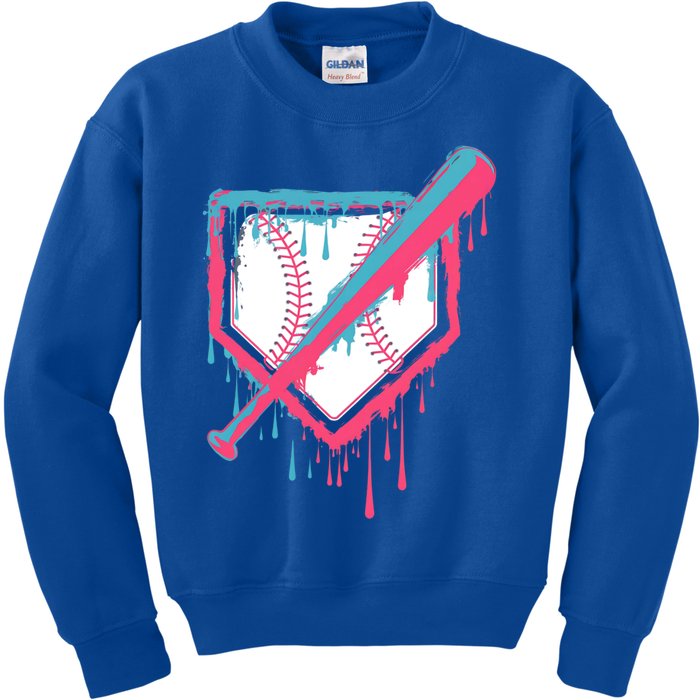 Baseball Homeplate Drip Ice Cream Sprinkles Dripping Candy Funny Gift Kids Sweatshirt