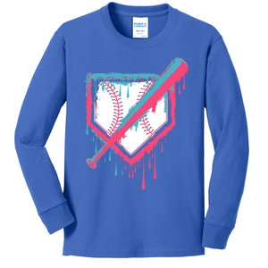 Baseball Homeplate Drip Ice Cream Sprinkles Dripping Candy Funny Gift Kids Long Sleeve Shirt