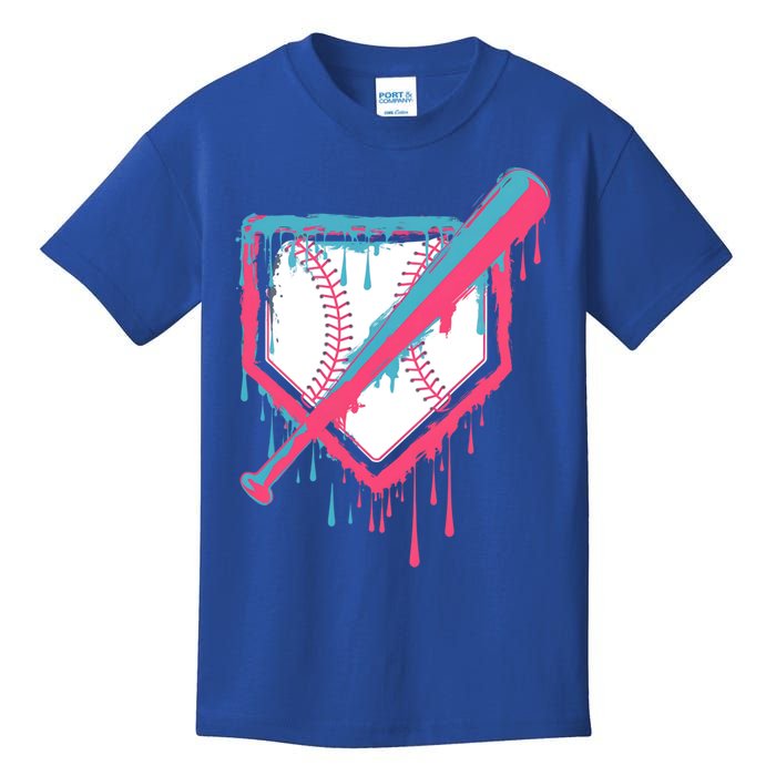 Baseball Homeplate Drip Ice Cream Sprinkles Dripping Candy Funny Gift Kids T-Shirt