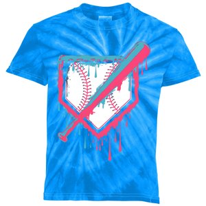 Baseball Homeplate Drip Ice Cream Sprinkles Dripping Candy Funny Gift Kids Tie-Dye T-Shirt