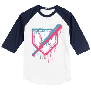 Baseball Homeplate Drip Ice Cream Sprinkles Dripping Candy Funny Gift Baseball Sleeve Shirt