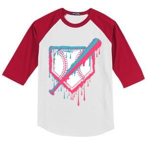 Baseball Homeplate Drip Ice Cream Sprinkles Dripping Candy Funny Gift Kids Colorblock Raglan Jersey