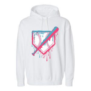 Baseball Homeplate Drip Ice Cream Sprinkles Dripping Candy Funny Gift Garment-Dyed Fleece Hoodie