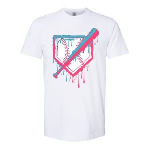 Baseball Homeplate Drip Ice Cream Sprinkles Dripping Candy Funny Gift Softstyle CVC T-Shirt