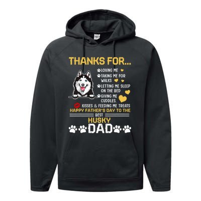 Best Husky Dog Dad Lover Happy FatherS Day Performance Fleece Hoodie