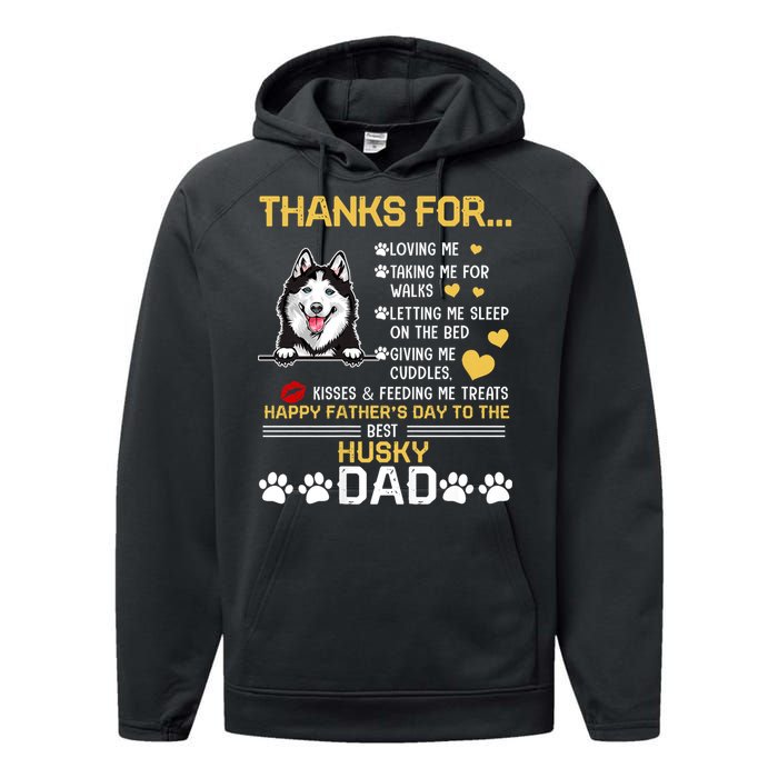 Best Husky Dog Dad Lover Happy FatherS Day Performance Fleece Hoodie