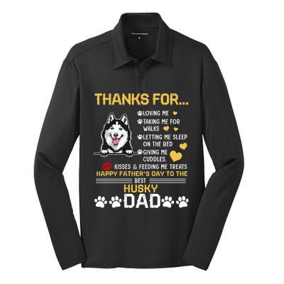 Best Husky Dog Dad Lover Happy FatherS Day Silk Touch Performance Long Sleeve Polo