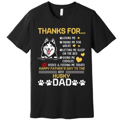 Best Husky Dog Dad Lover Happy FatherS Day Premium T-Shirt