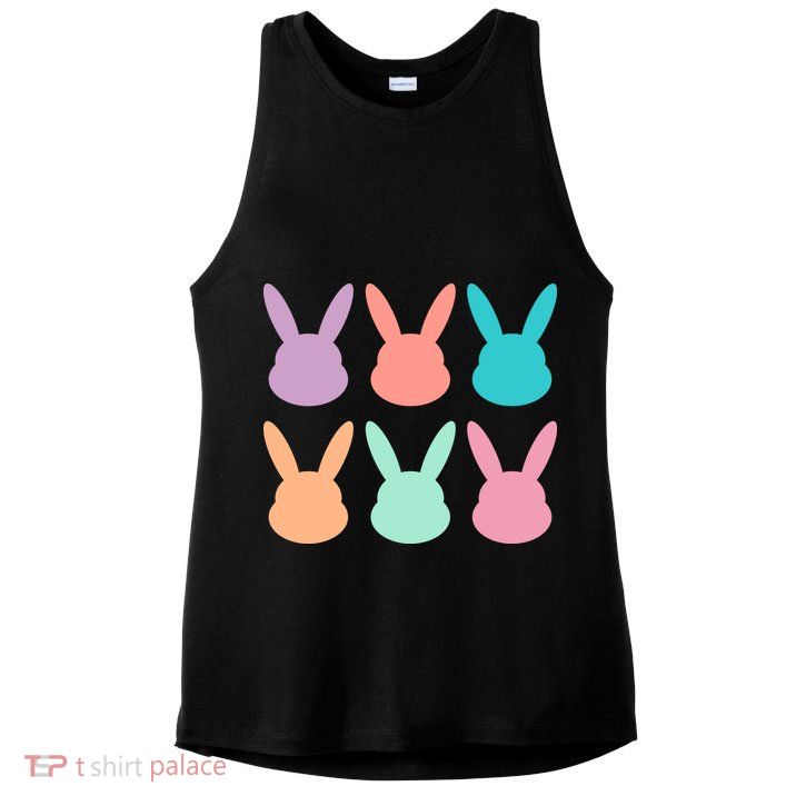 Bunny Head Easter Holiday Ladies PosiCharge Tri-Blend Wicking Tank