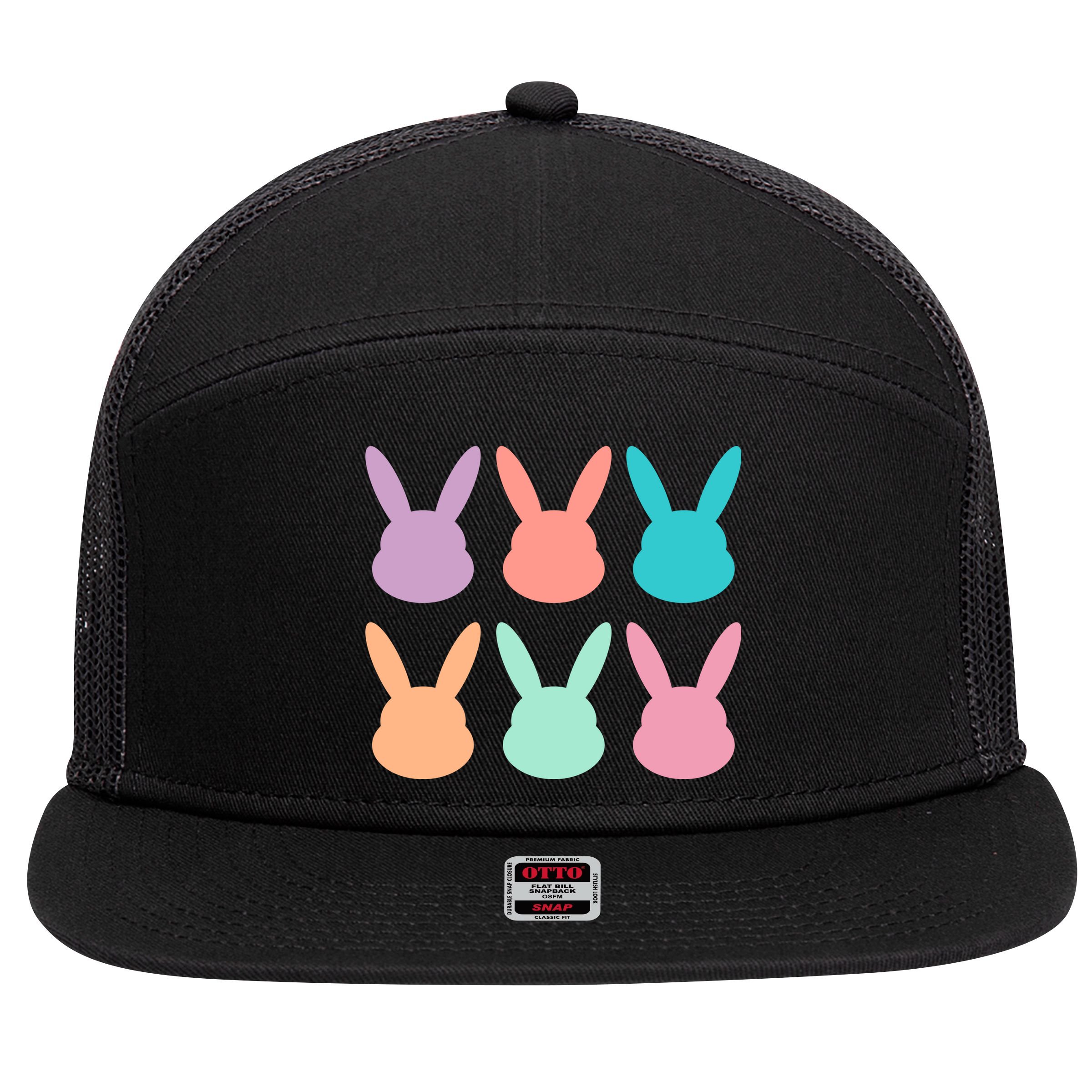 Bunny Head Easter Holiday 7 Panel Mesh Trucker Snapback Hat