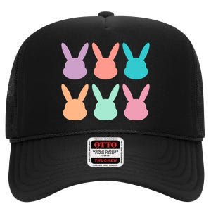 Bunny Head Easter Holiday High Crown Mesh Back Trucker Hat