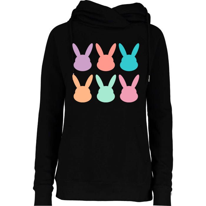 Bunny Head Easter Holiday Womens Funnel Neck Pullover Hood