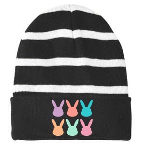 Bunny Head Easter Holiday Striped Beanie with Solid Band