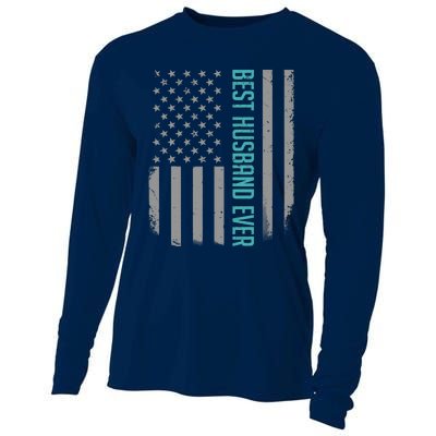 Best Husband Ever American Flag Gifts For Father's Day Cooling Performance Long Sleeve Crew