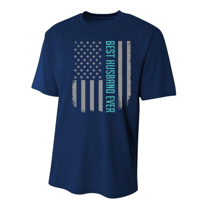 Best Husband Ever American Flag Gifts For Father's Day Youth Performance Sprint T-Shirt