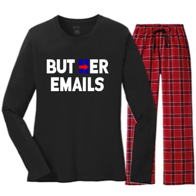 But Her Emails Hillary Republicans Tears Women's Long Sleeve Flannel Pajama Set 