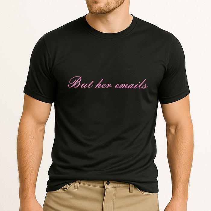 But Her Emails Pink Script Funny Hillary Clinton Meme Performance Shirt
