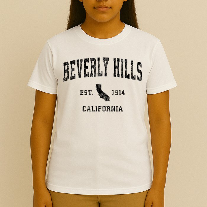 Beverly Hills Est 1914 California Ca Vintage Established Athletic Sports Design T-Shirt