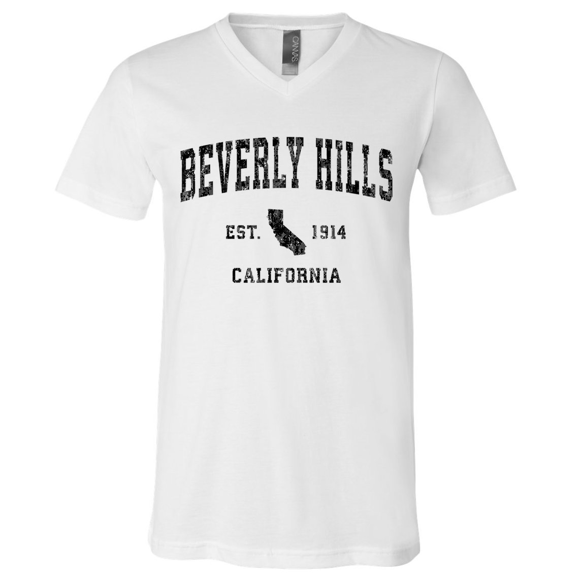 Beverly Hills Est 1914 California Ca Vintage Established Athletic Sports Design V-Neck T-Shirt
