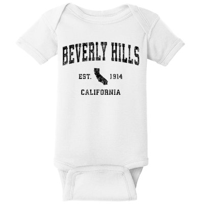 Beverly Hills Est 1914 California Ca Vintage Established Athletic Sports Design Baby Bodysuit