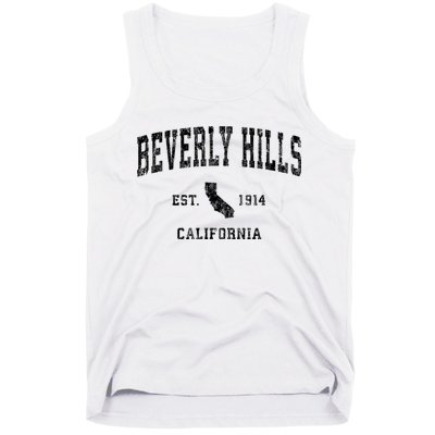 Beverly Hills Est 1914 California Ca Vintage Established Athletic Sports Design Tank Top