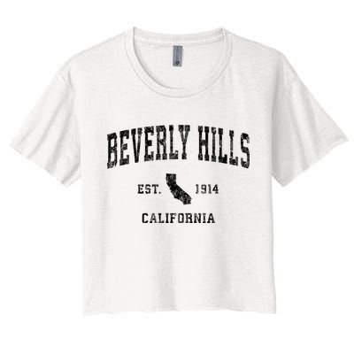 Beverly Hills Est 1914 California Ca Vintage Established Athletic Sports Design Crop Top