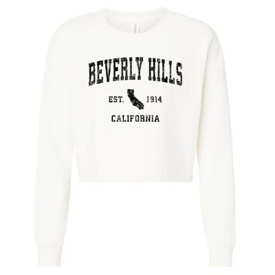 Beverly Hills Est 1914 California Ca Vintage Established Athletic Sports Design Cropped Pullover Crew