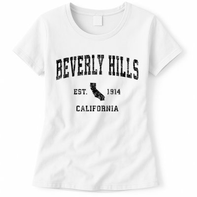 Beverly Hills Est 1914 California Ca Vintage Established Athletic Sports Design Womens T-Shirt