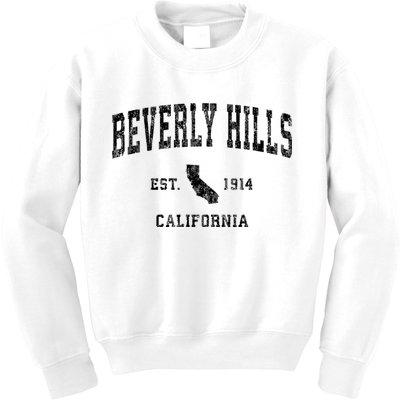 Beverly Hills Est 1914 California Ca Vintage Established Athletic Sports Design Kids Sweatshirt