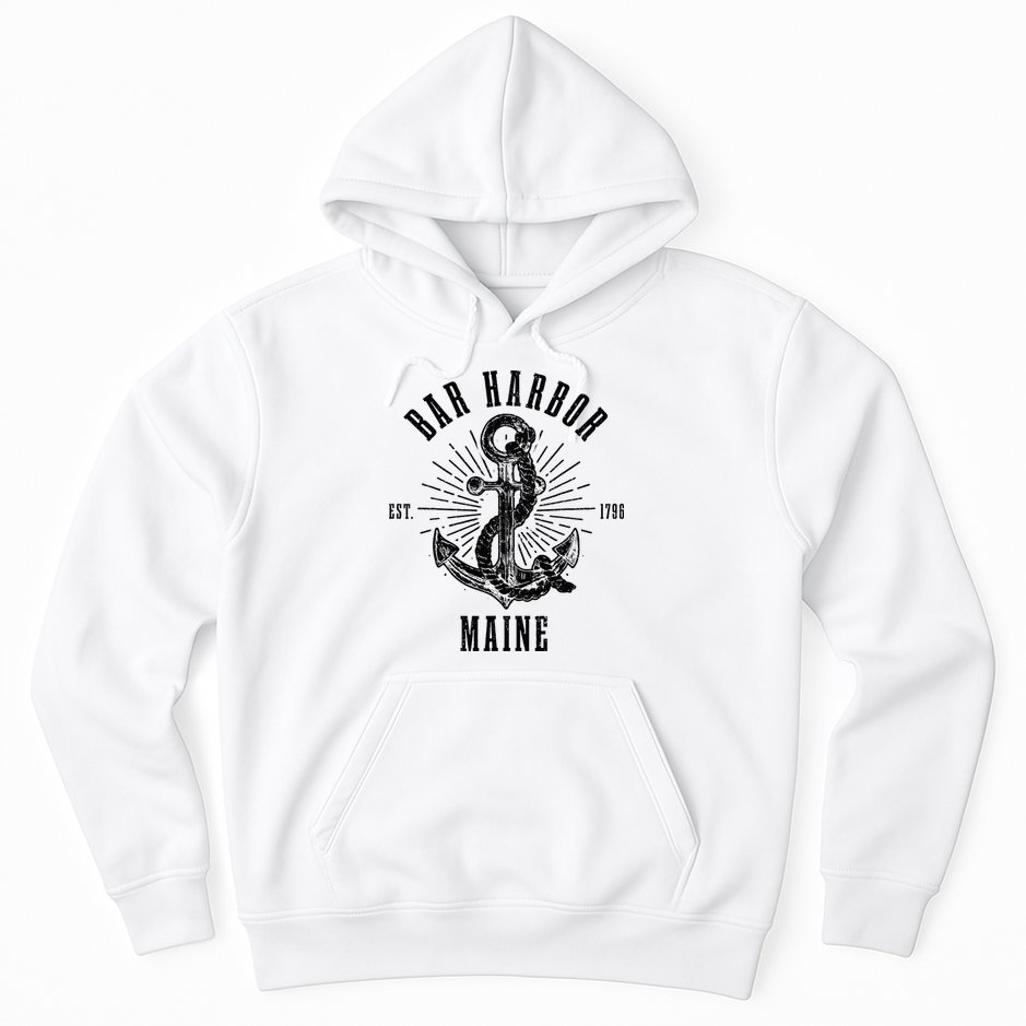 Bar Harbor Est. 1796 Maine Anchor Vintage Nautical Gift Hoodie