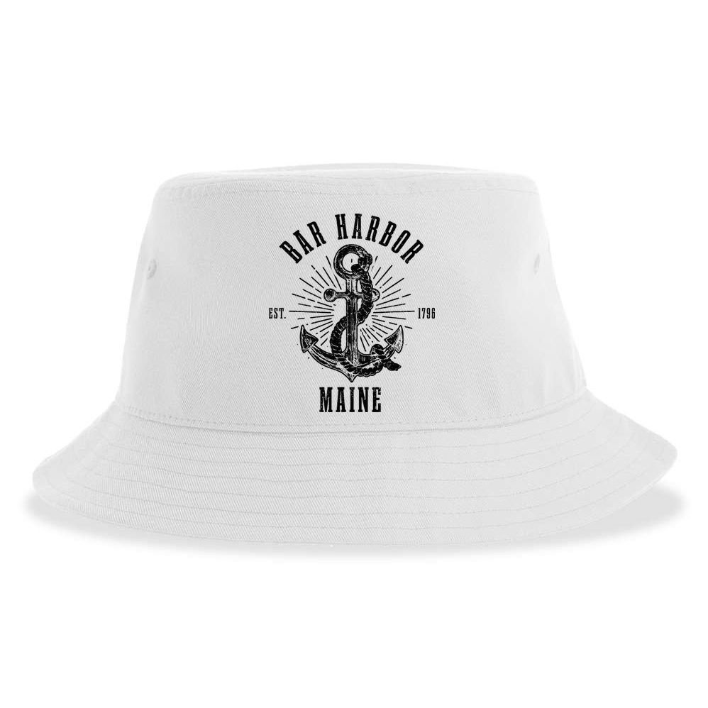 Bar Harbor Est. 1796 Maine Anchor Vintage Nautical Gift Sustainable Bucket Hat