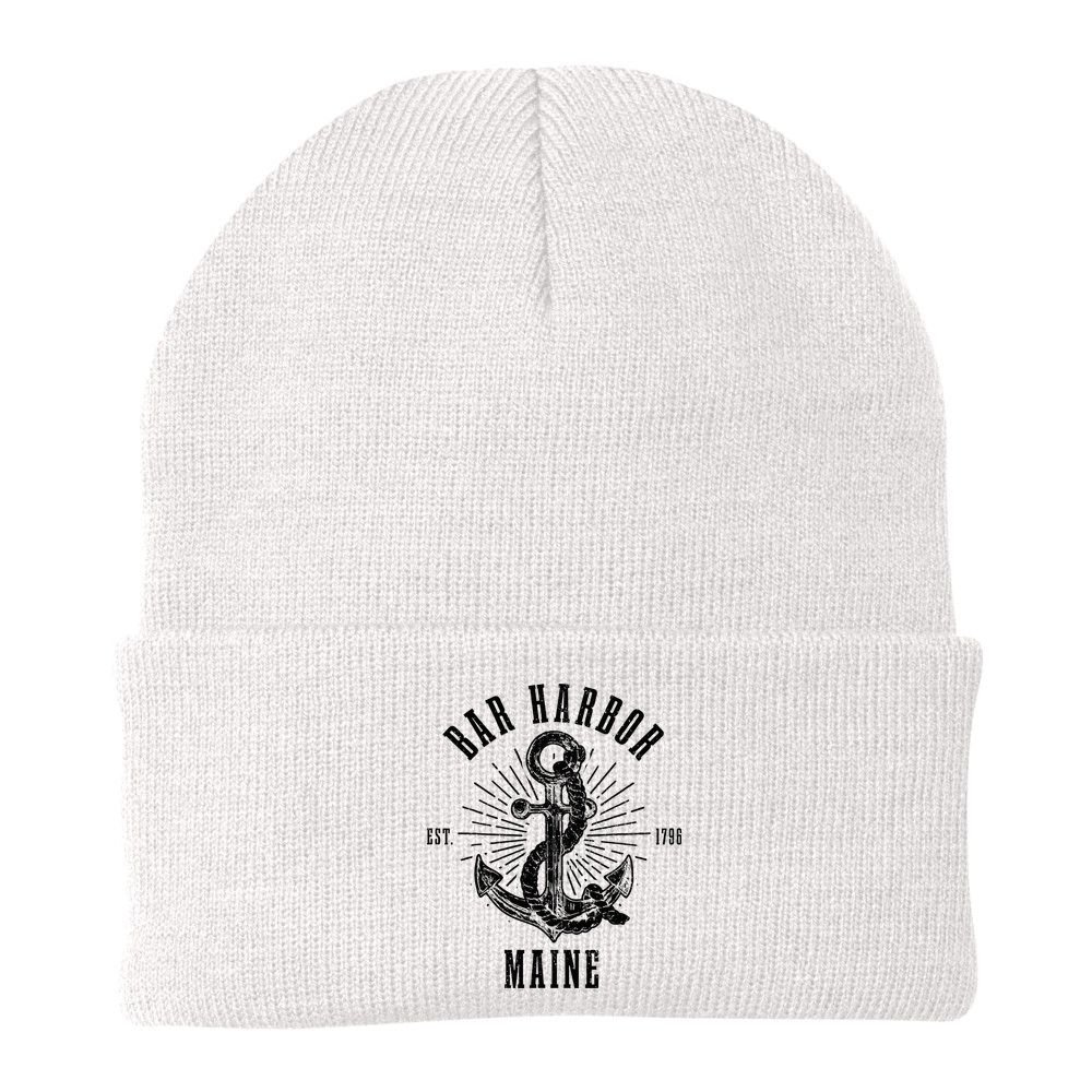 Bar Harbor Est. 1796 Maine Anchor Vintage Nautical Gift Beanie