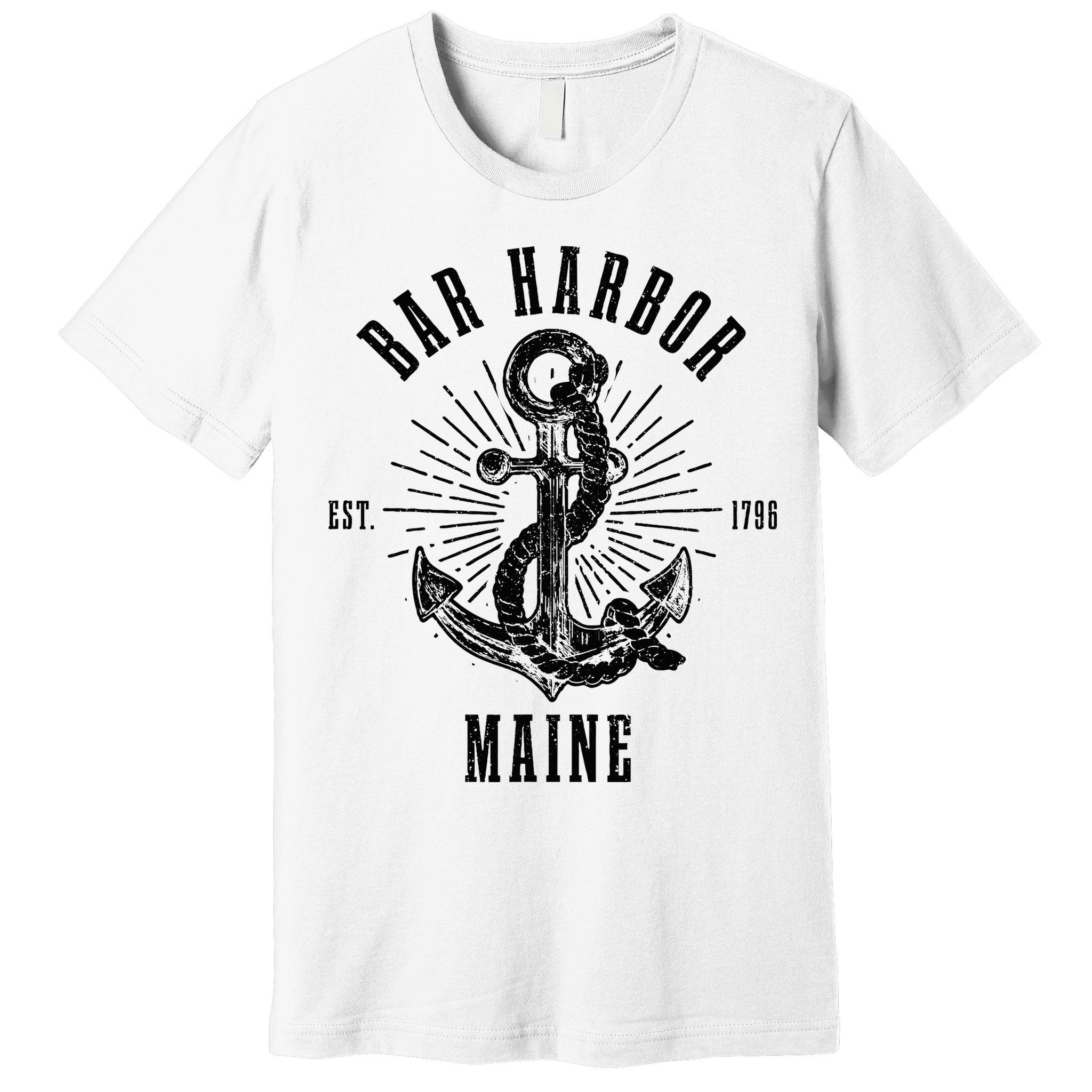 Bar Harbor Est. 1796 Maine Anchor Vintage Nautical Gift Premium T-Shirt